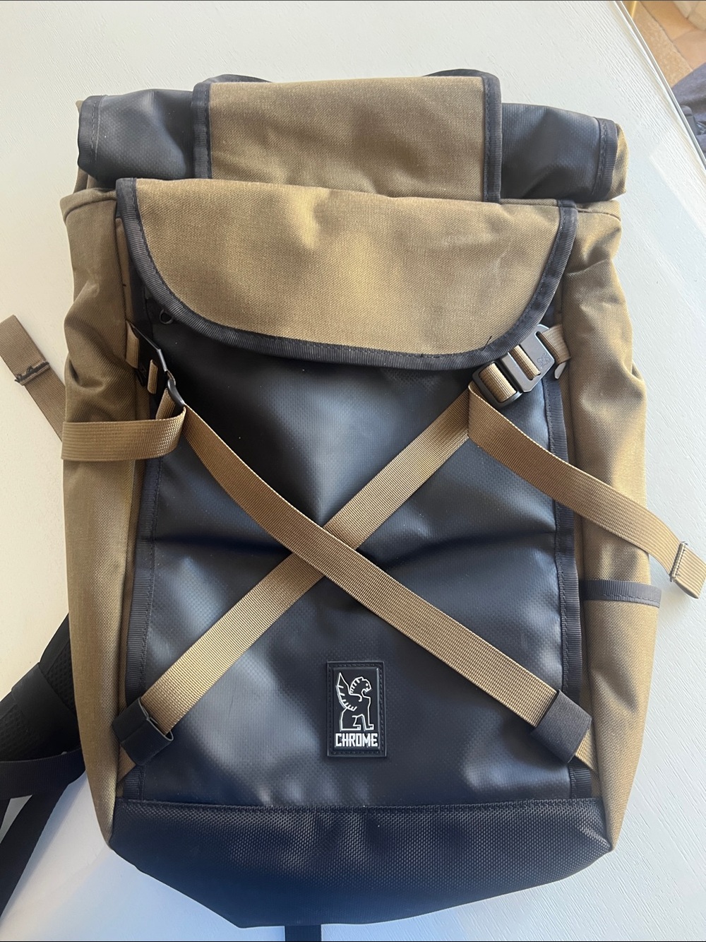 Chrome Roll-Top Backpack in Olive/Black